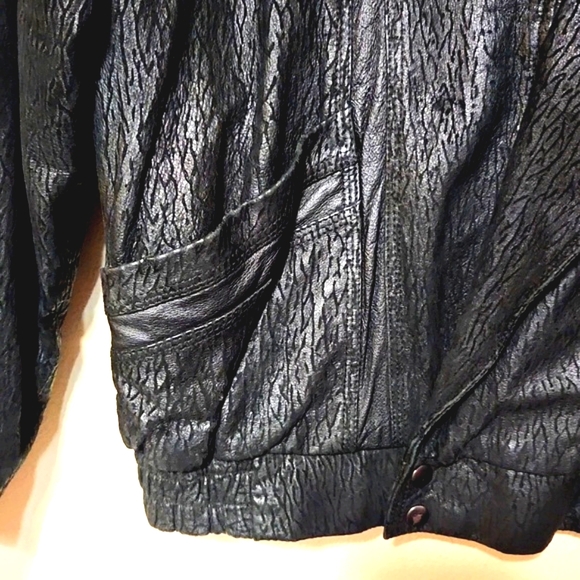 Phillipe Marcel Vintage 80's Leather Black Jacket Size 40 - Picture 8 of 13
